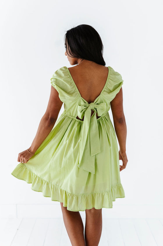 Tessa Babydoll Dress in Lime