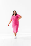 Harper Short Sleeve Dress in Hot Pink