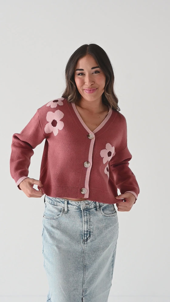 Tallulah Crop Cardigan in Rosewood