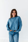 Natalee Checkered Sweater in Cornflower