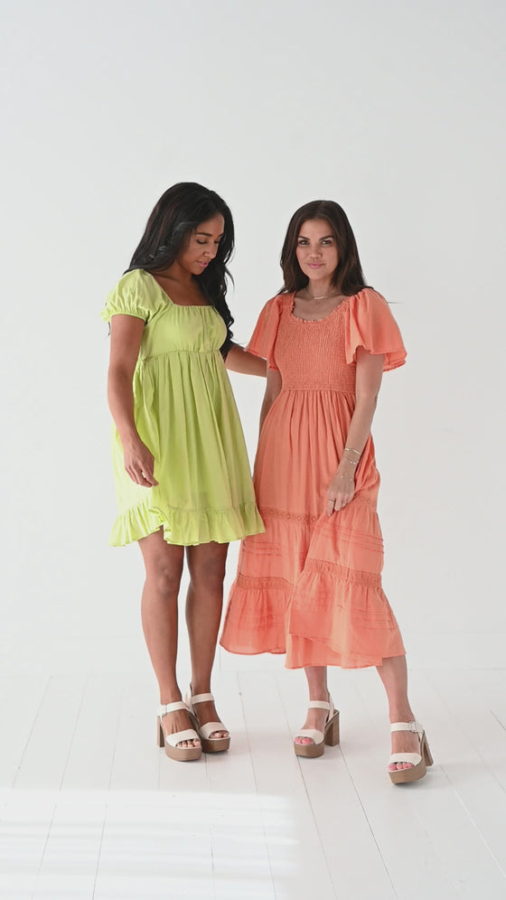 Tessa Babydoll Dress in Lime