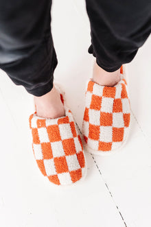  Covered in Checkers Slippers in Burnt Orange