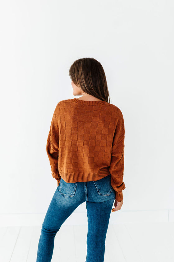 Natalee Checkered Sweater in Chocolate