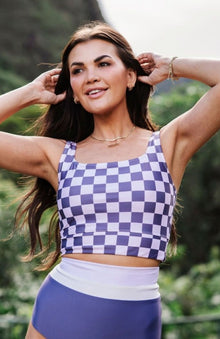  Purple Check Beach Crop