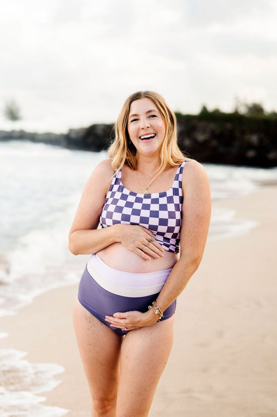 Purple Check Beach Crop