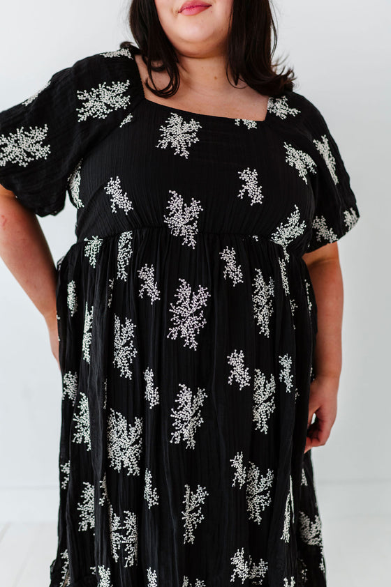 Lola Embroidered Dress in Black