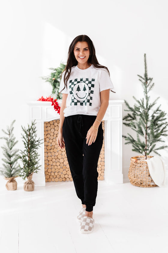 Christmas Smiles Graphic Tee in White