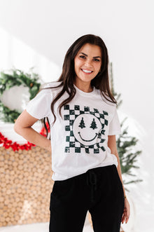  Christmas Smiles Graphic Tee in White