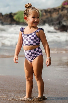  Girls Purple Check 2 Piece Suit