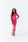 Harper Short Sleeve Dress in Hot Pink