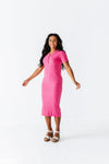 Harper Short Sleeve Dress in Hot Pink