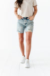 Gabby High Waisted Mineral Wash Denim Shorts