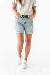 Gabby High Waisted Mineral Wash Denim Shorts