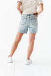 Gabby High Waisted Mineral Wash Denim Shorts