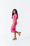 Harper Short Sleeve Dress in Hot Pink