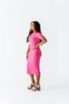 Harper Short Sleeve Dress in Hot Pink