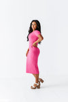 Harper Short Sleeve Dress in Hot Pink