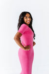 Harper Short Sleeve Dress in Hot Pink