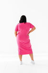 Harper Short Sleeve Dress in Hot Pink