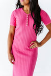 Harper Short Sleeve Dress in Hot Pink