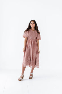  Mia Embroidered Smocked Dress in Salmon