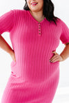 Harper Short Sleeve Dress in Hot Pink