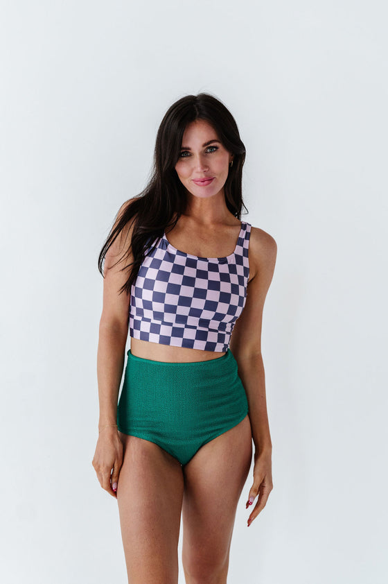 High Waisted Textured Bottoms in Kelly Green