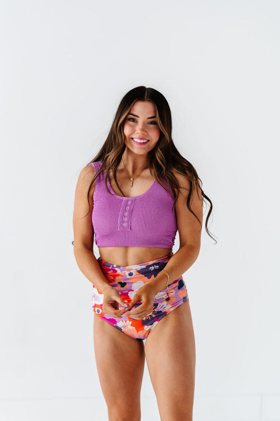 Hawaiian Sunset High Waisted Ruched Bottoms