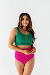 High Waisted Textured Bottoms in Magenta