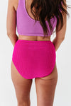 Mid Rise Textured Bottoms in Magenta