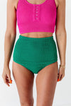 High Waisted Textured Bottoms in Kelly Green