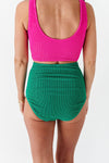 High Waisted Textured Bottoms in Kelly Green