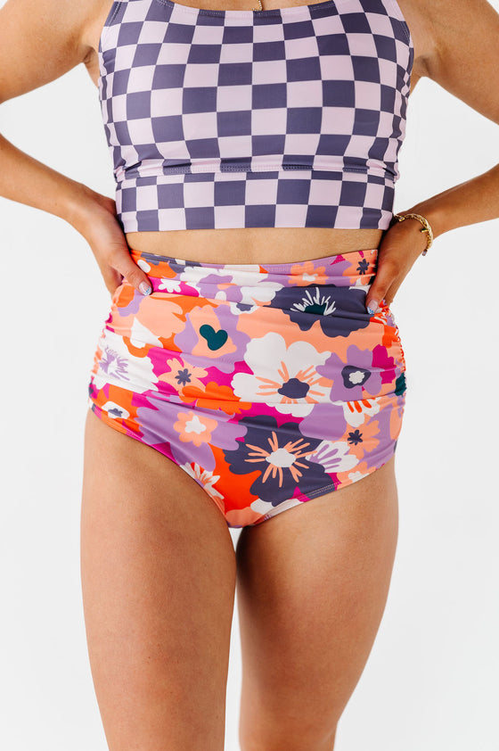 Hawaiian Sunset High Waisted Ruched Bottoms