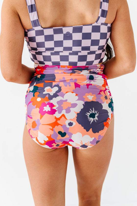 Hawaiian Sunset High Waisted Ruched Bottoms