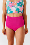 High Waisted Textured Bottoms in Magenta