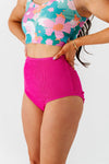 High Waisted Textured Bottoms in Magenta