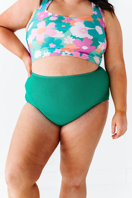 High Waisted Textured Bottoms in Kelly Green