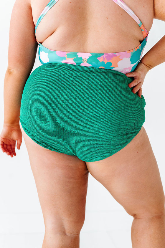 High Waisted Textured Bottoms in Kelly Green