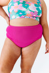 High Waisted Textured Bottoms in Magenta