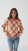 Sawyer Checkered Sweater in Pumpkin Spice