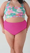 High Waisted Textured Bottoms in Magenta