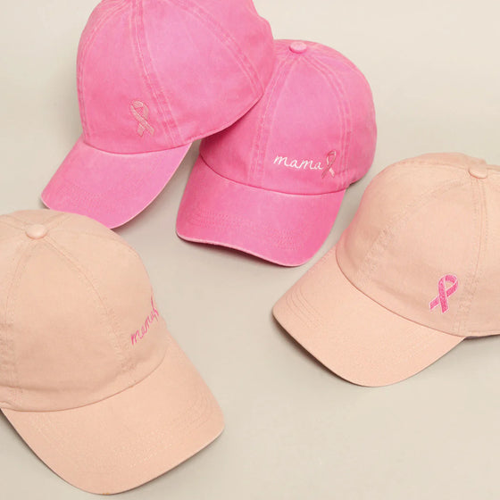 Pink Ribbon Baseball Cap in Dusty Pink